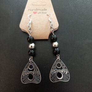 Handmade Silver and Black Dangle Earrings